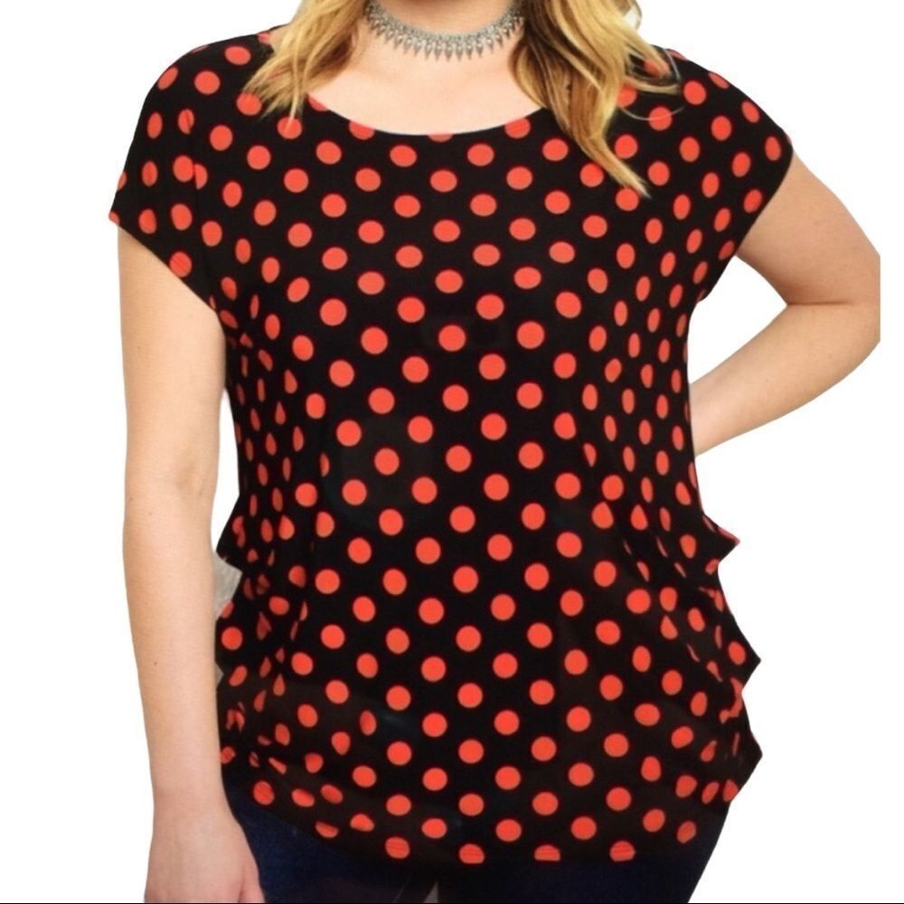 Black Red Red Polka Dot Blouse NWT